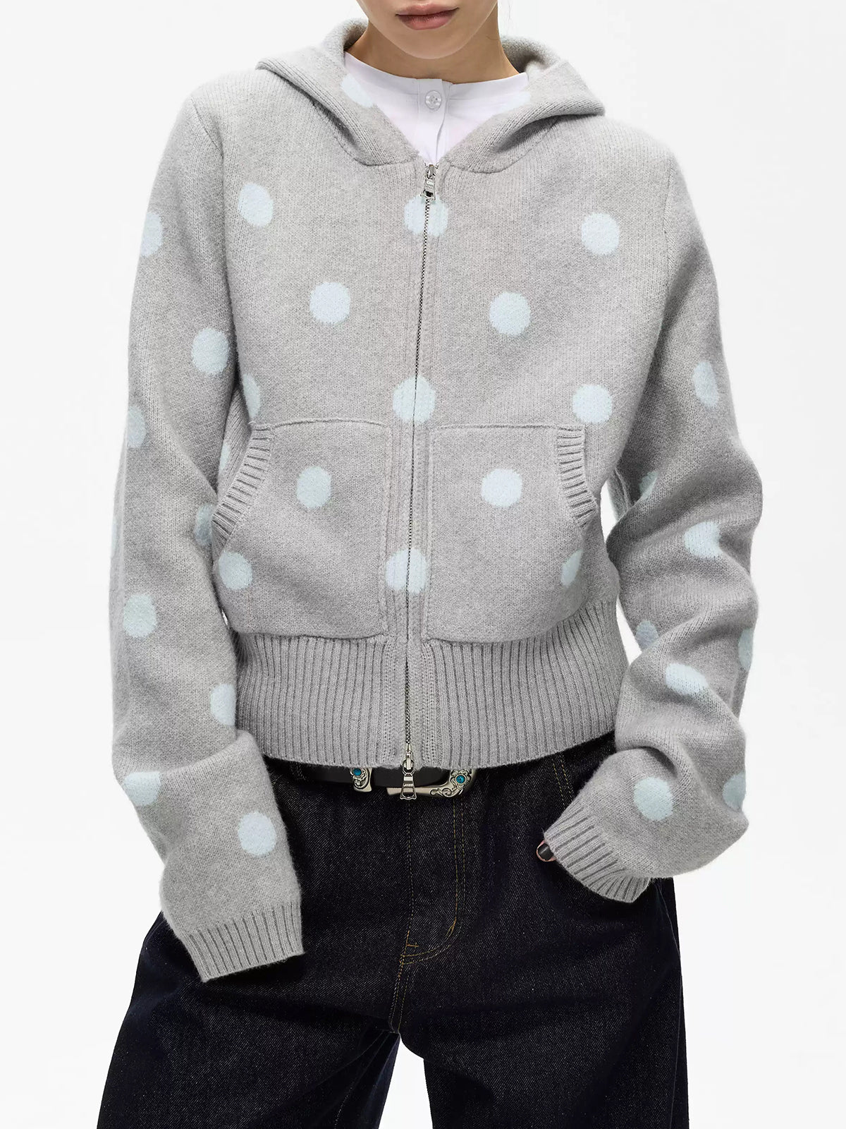 Brick Lane Graphic Print Zip-Up Hooded Jacket - Grey