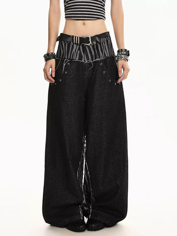 Brick Lane Wide-leg Tiered Fringe Distressed Maxi Pants - Black