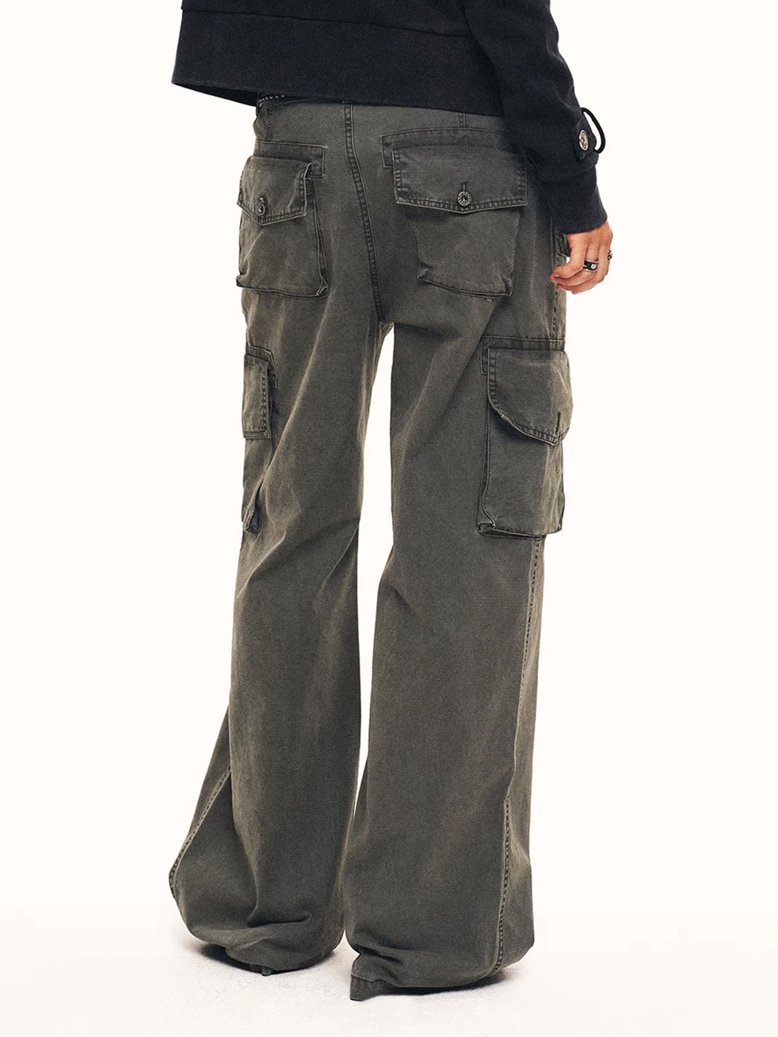 Weekday Outdoor Wide-leg Contrast Stitch Cargo Maxi Pants - Grey