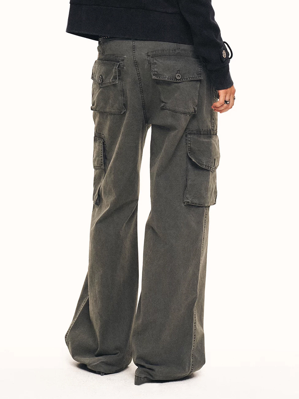 Weekday Outdoor Wide-leg Contrast Stitch Cargo Maxi Pants - Grey