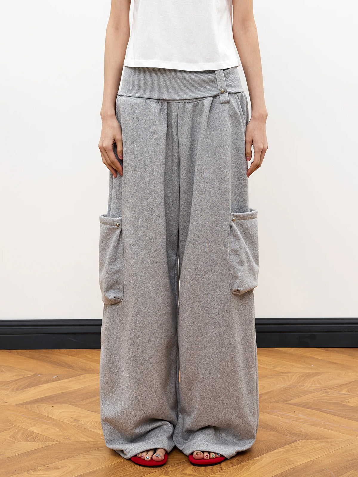 Brick Lane Wide-leg Pleated Tailored Maxi Pants - Grey