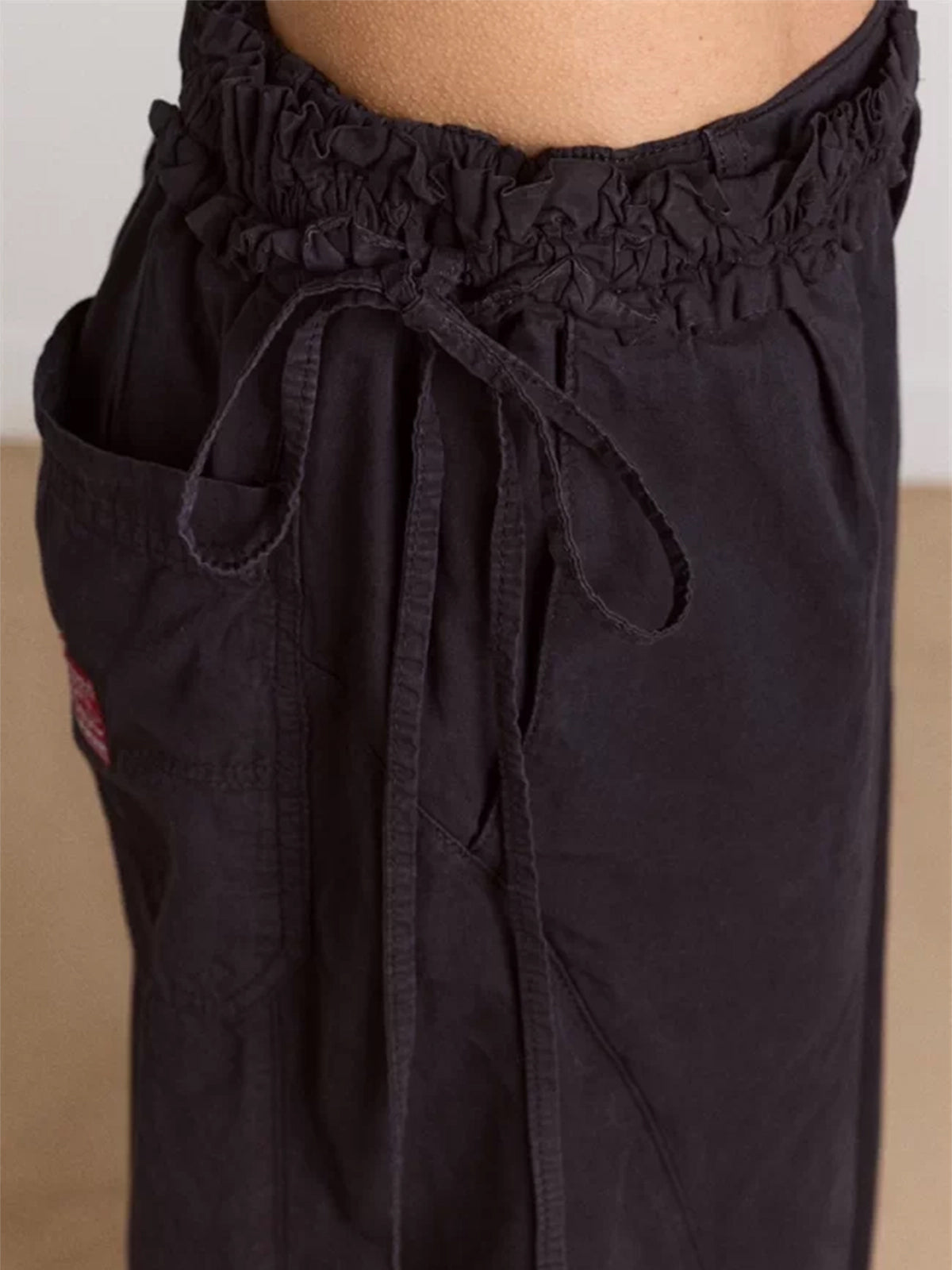 Weekday Outdoor Baggy Drawstring Hem Balloon Maxi Pants - Black