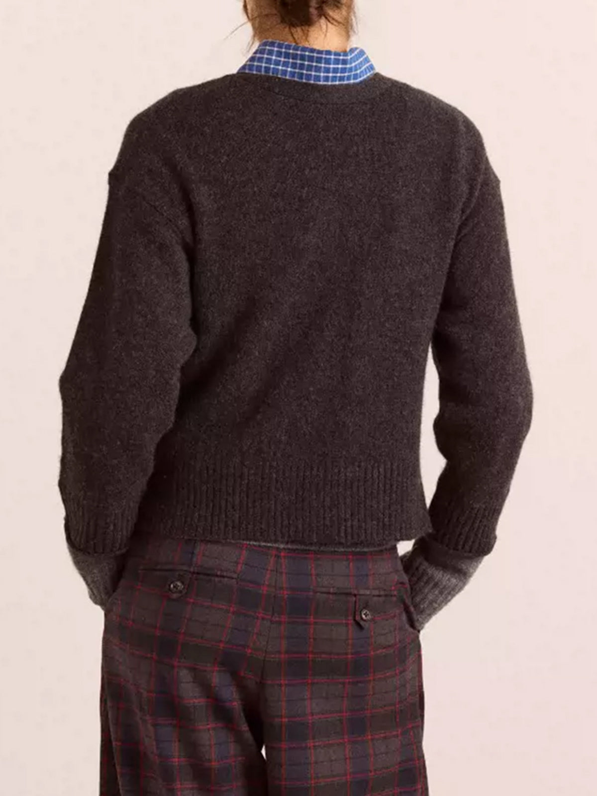 American Club Skimming Asymmetric Button Knit Cardigan - Grey