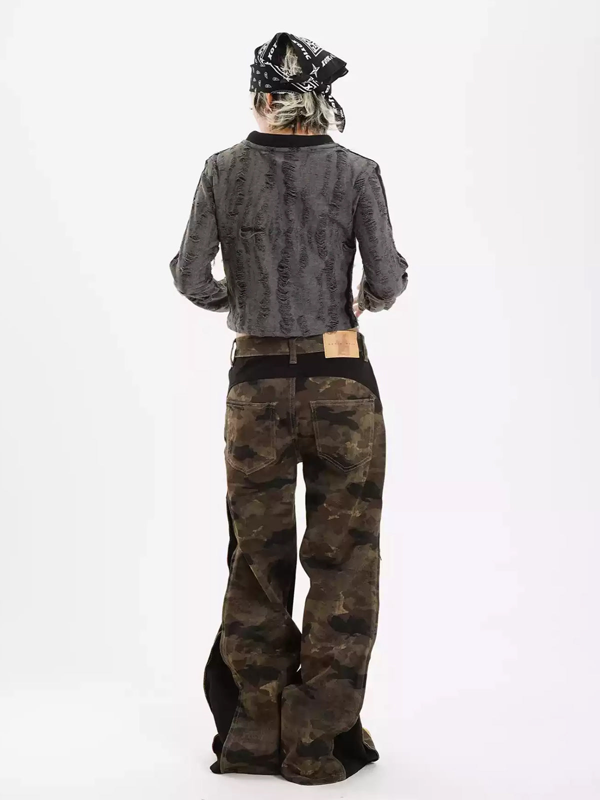 Weekday Outdoor Camo Print Wide-Leg Cargo Maxi Pants - Brown