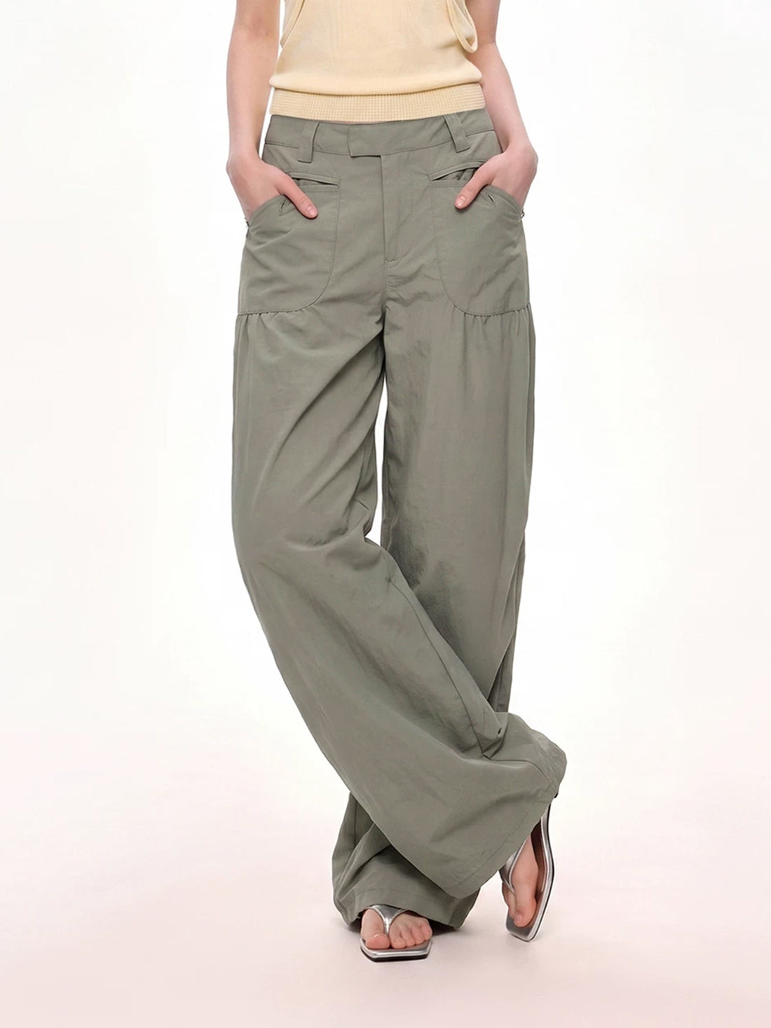 Weekday Outdoor Baggy Utility Pocket Cargo Maxi Pants - Green
