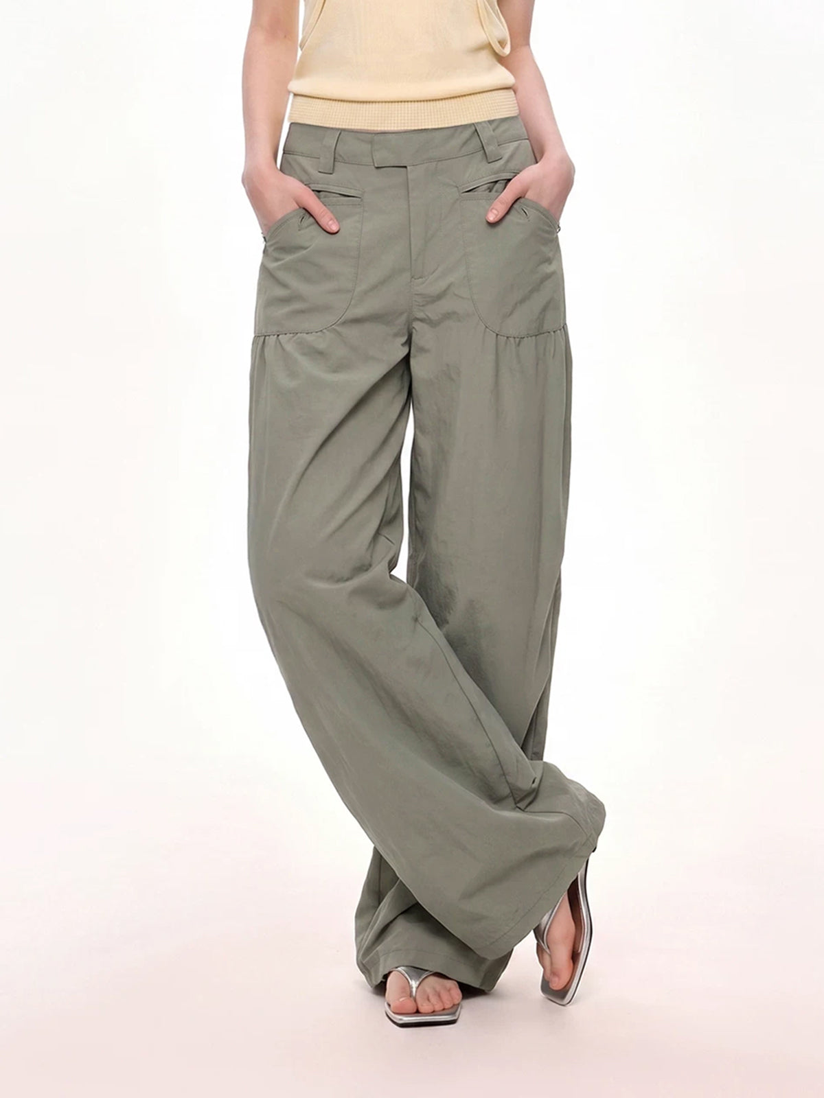 Weekday Outdoor Baggy Utility Pocket Cargo Maxi Pants - Green