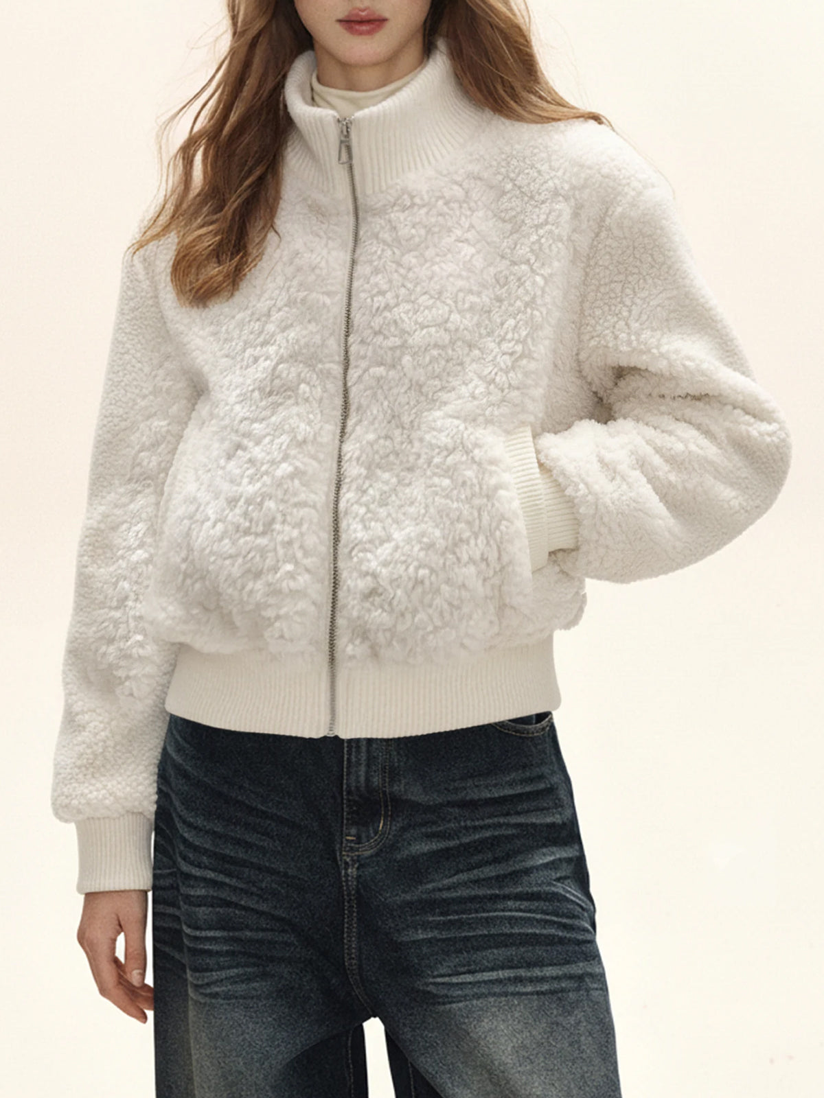 Weekday Outdoor Baggy Stand Collar Puffer Jacket - White
