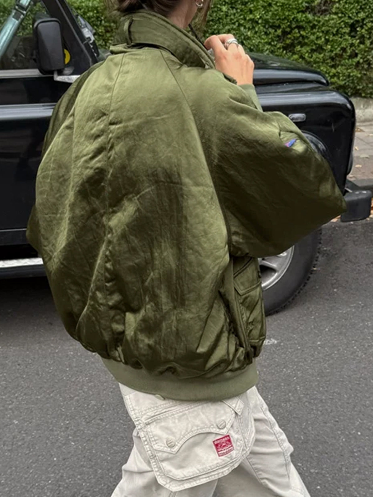 Weekday Outdoor Baggy Flight Bomber Jacket - Green