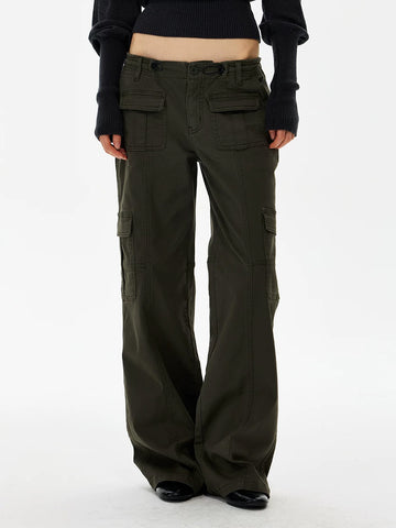 Co-ed Dorm Wide-leg Contrast Fold-over Waist Maxi Pants - Black