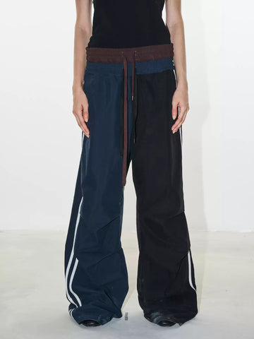 Brick Lane Foldover Waist Denim Maxi Pants - Blue