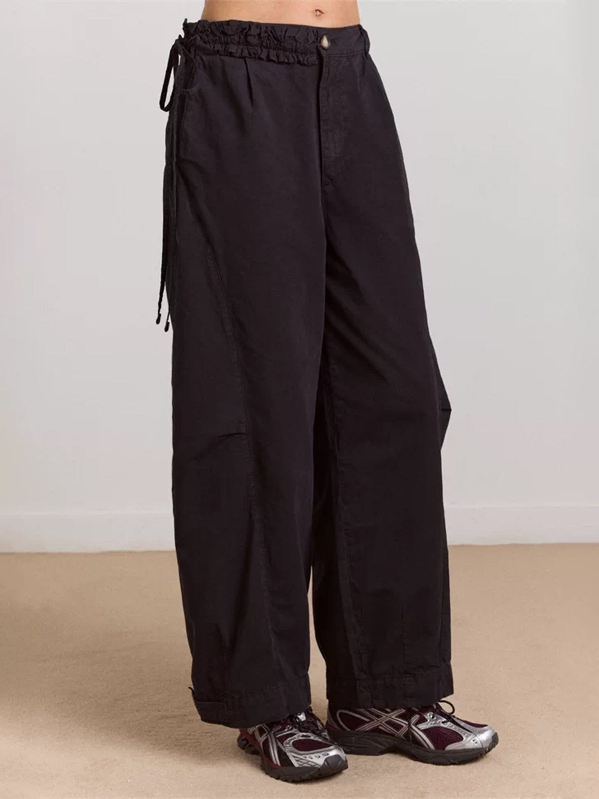 Weekday Outdoor Baggy Drawstring Hem Balloon Maxi Pants - Black