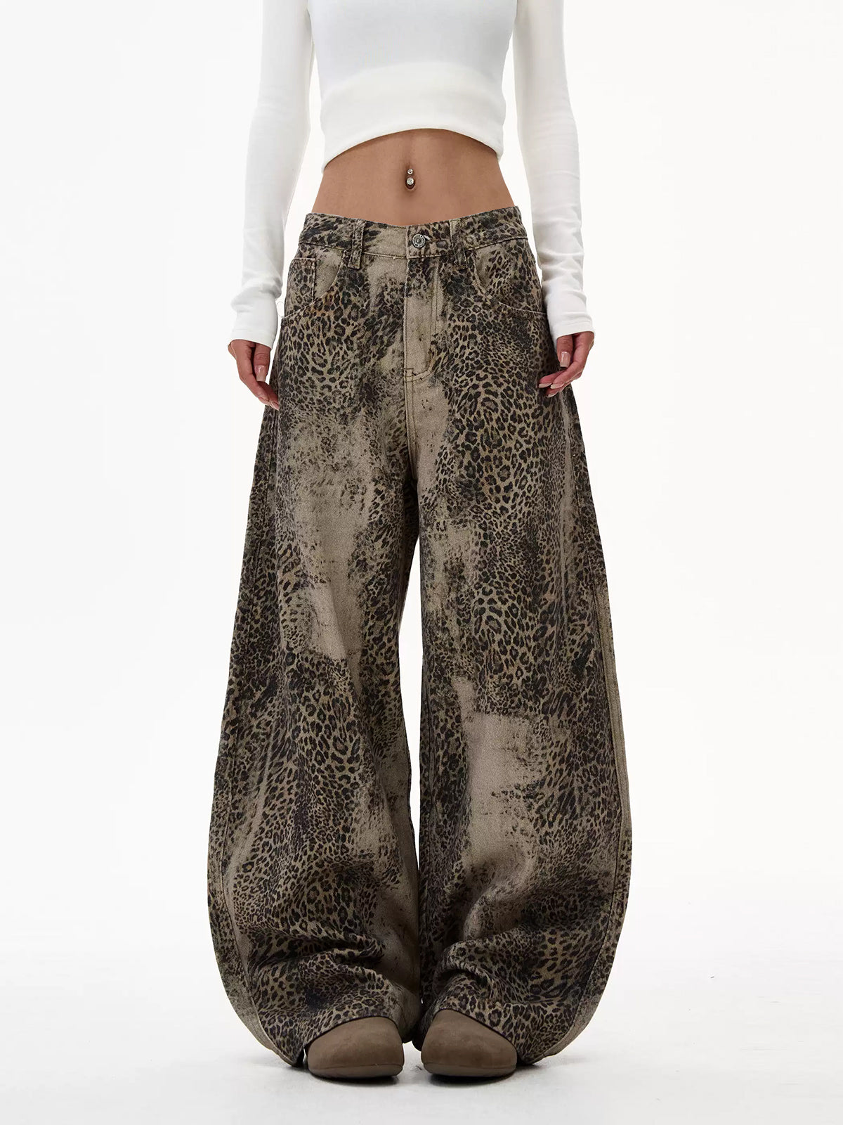 Brick Lane Wide-leg Leopard Print Parachute Maxi Pants - Brown