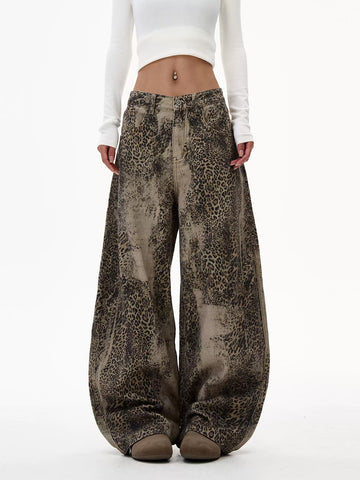 Brick Lane Wide-leg Leopard Print Parachute Maxi Pants - Brown