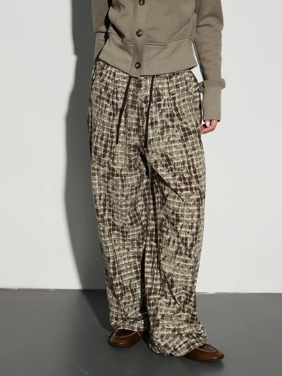 Weekday Outdoor Camo Print Wide-Leg Cargo Maxi Pants - Brown