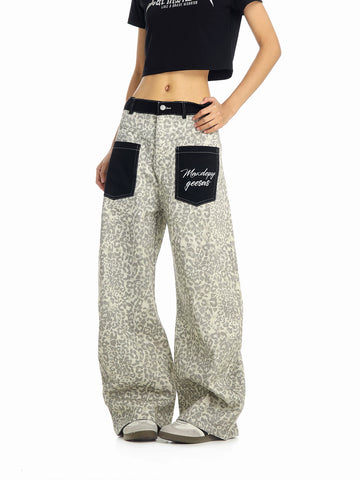 Brick Lane Wide-leg Leopard Print Parachute Maxi Pants - Beige