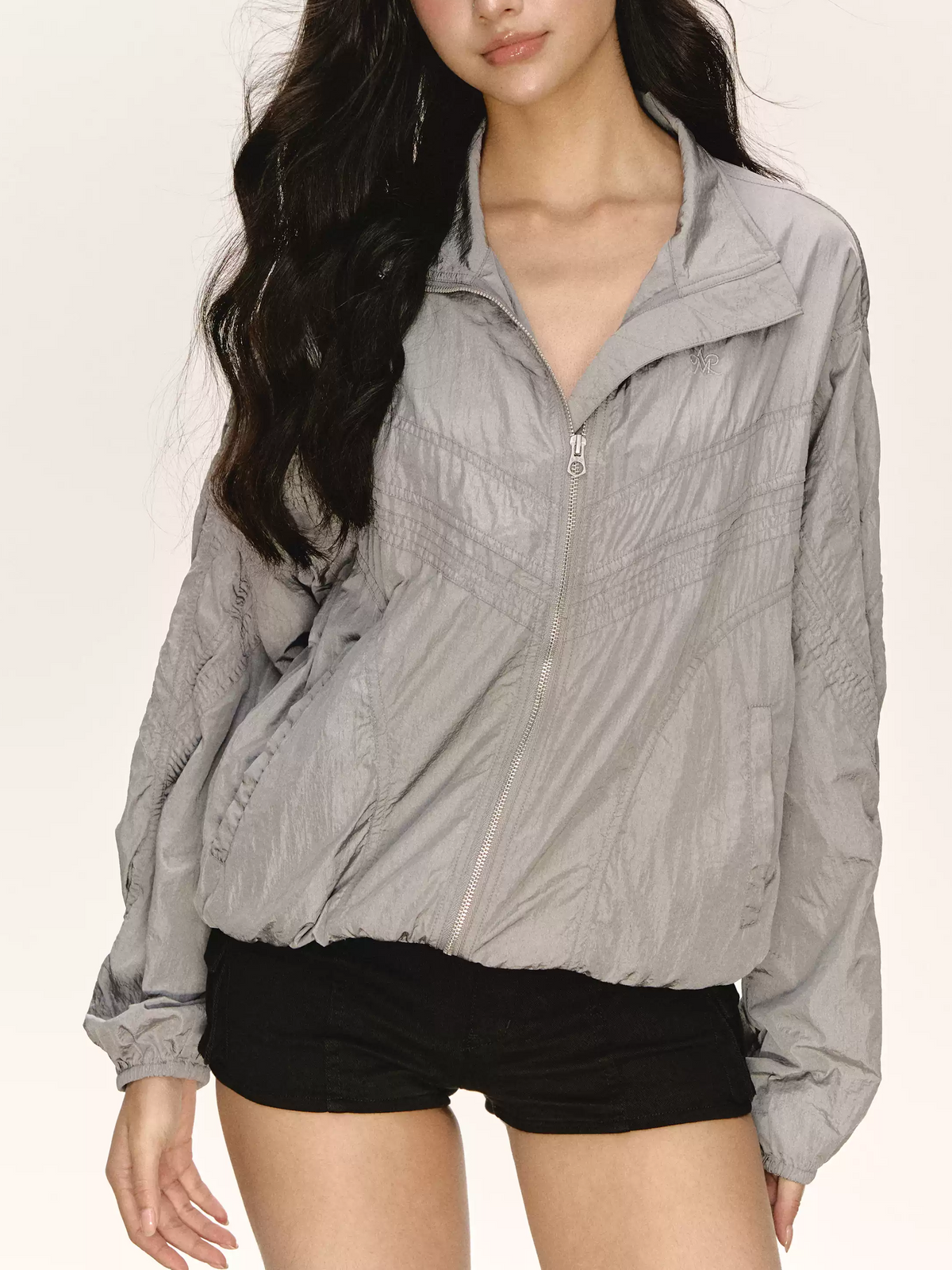 Brick Lane Zip-Front Knit Hooded Jacket - Grey