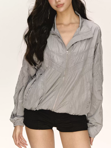 Brick Lane Zip-Front Knit Hooded Jacket - Grey