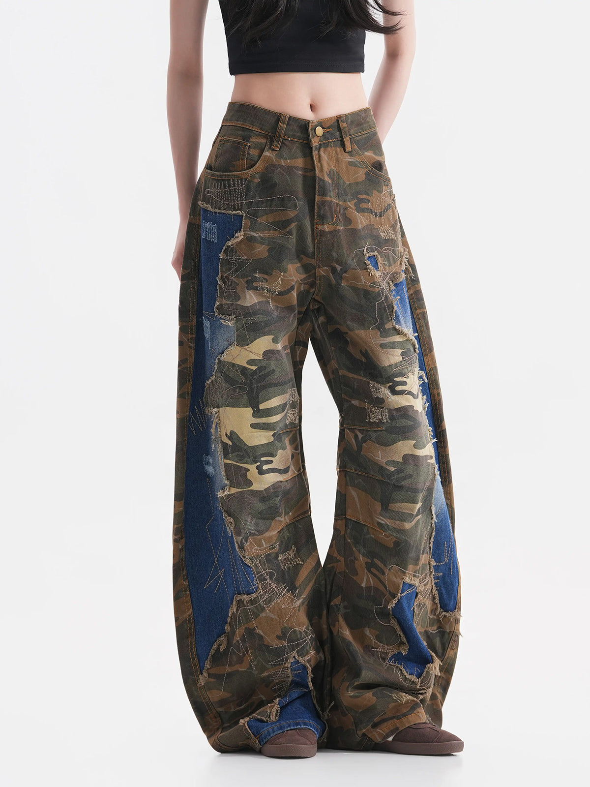 Brick Lane Wide-leg Printed Sweatpants Maxi Pants - Brown