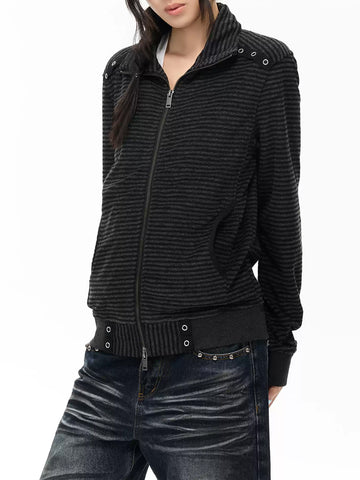 Brick Lane Skimming High Neck Long Sleeve Tee - Black