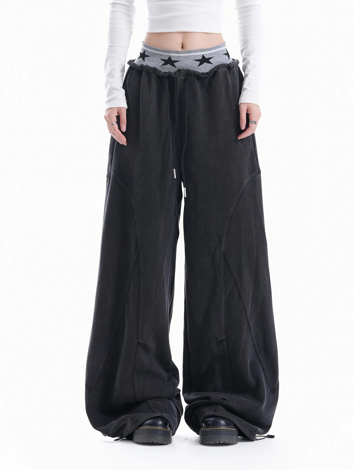 Brick Lane Straight-Leg Distressed Washed Maxi Pants - Black