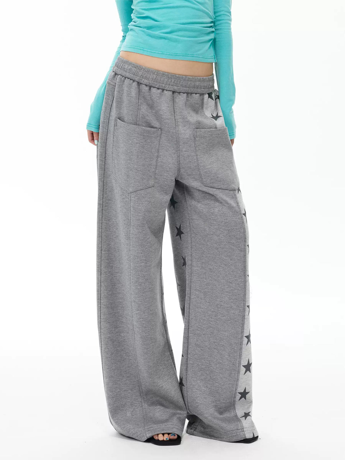 Brick Lane Wide-leg Striped Drawstring Knit Maxi Pants - Grey/White