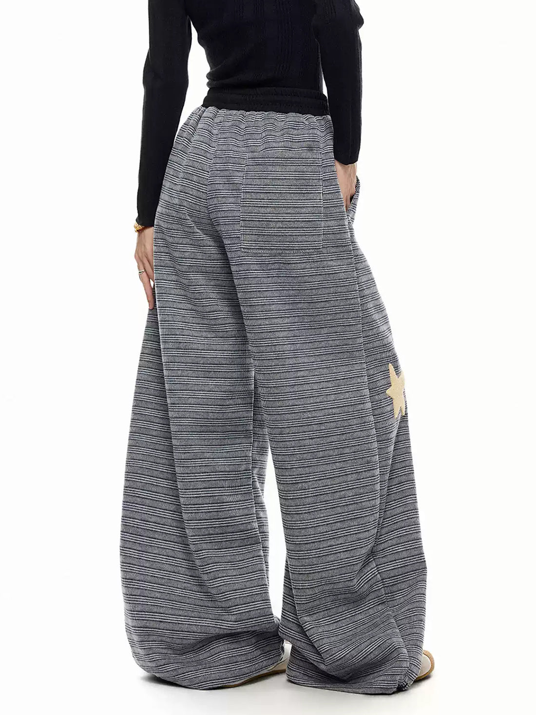Brick Lane Wide-leg Washed Graphic Denim Maxi Pants - Blue