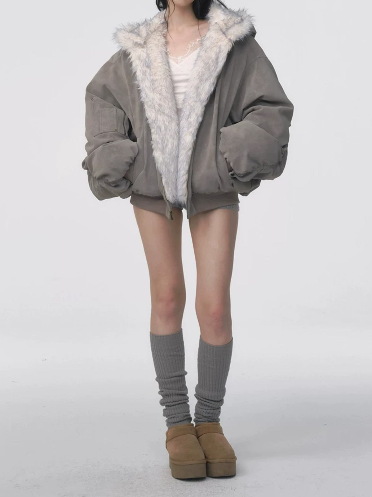 Weekday Outdoor Baggy Padded Puffer Jacket - Grey