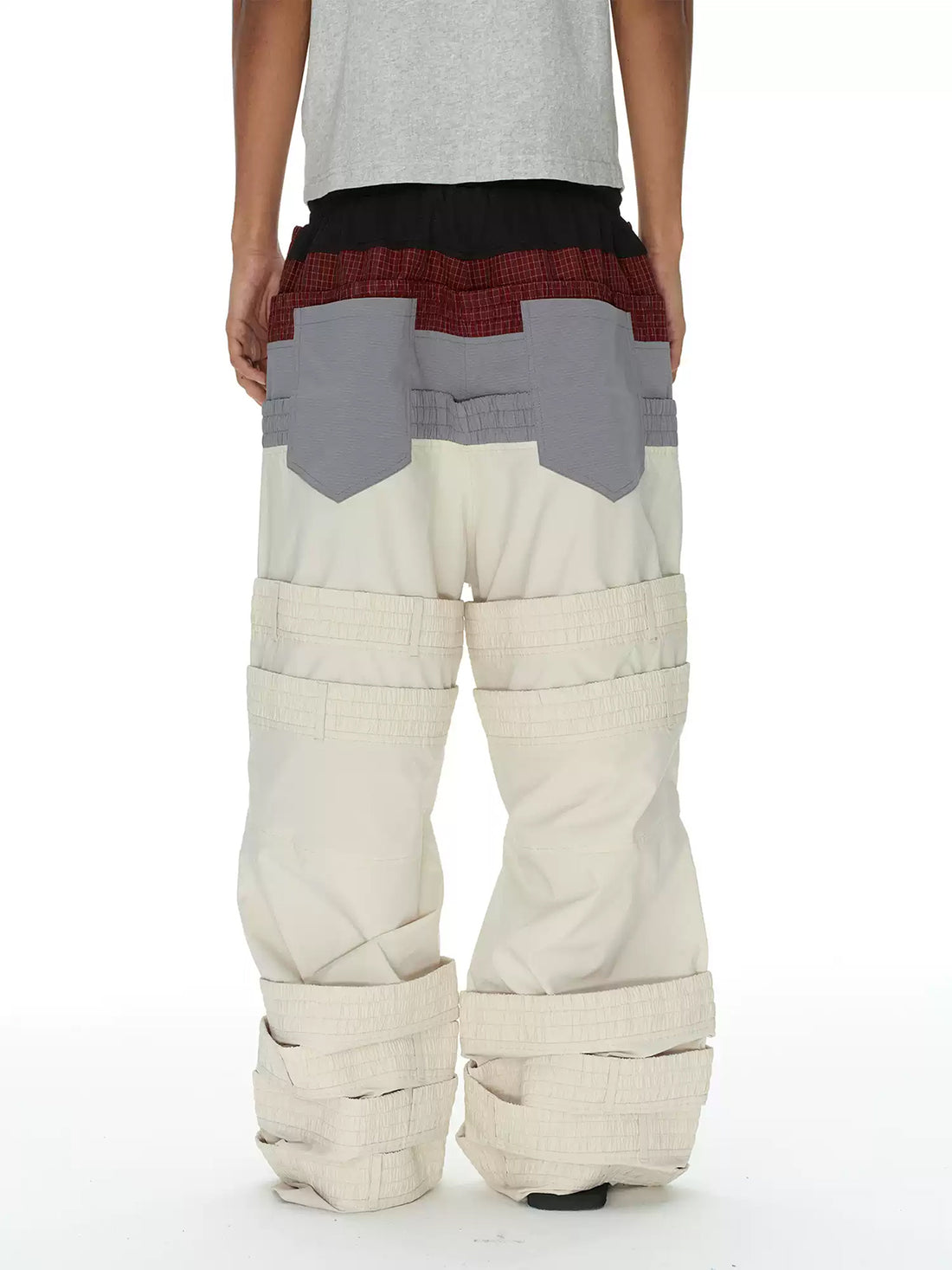 Weekday Outdoor Colorblock Patchwork Parachute Maxi Pants - White/Khaki
