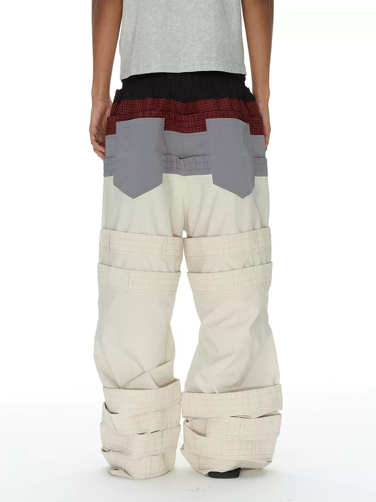 Weekday Outdoor Colorblock Patchwork Parachute Maxi Pants - White/Khaki