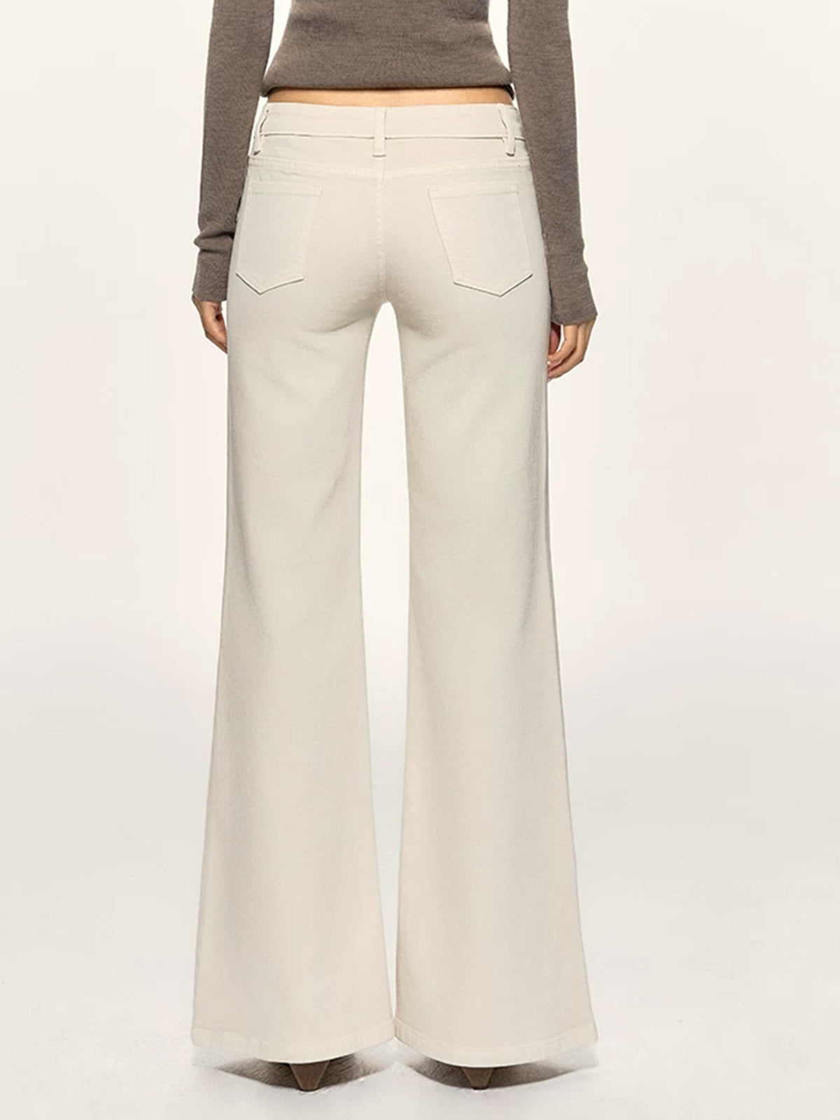 Co-ed Dorm Wide-leg Double Belt Loop Maxi Pants - White