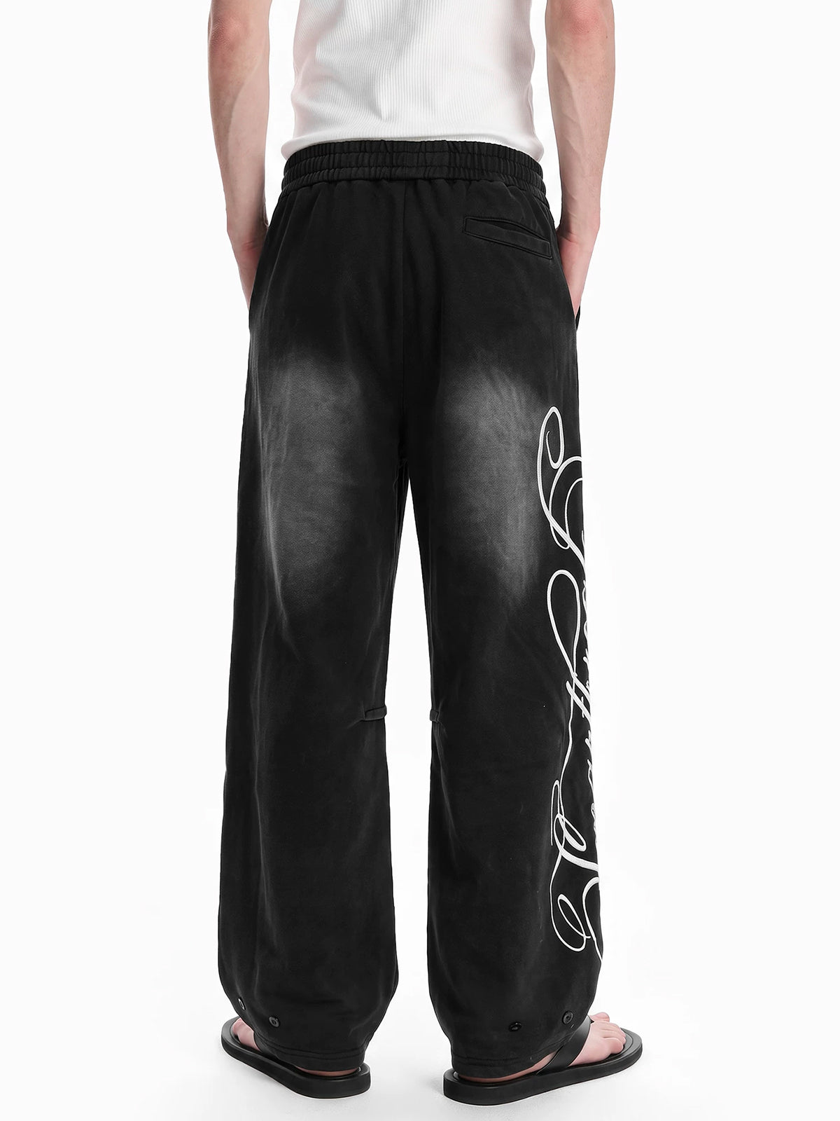 Weekday Outdoor Graphic Print Wide-Leg Sweatpants Maxi Pants - Black