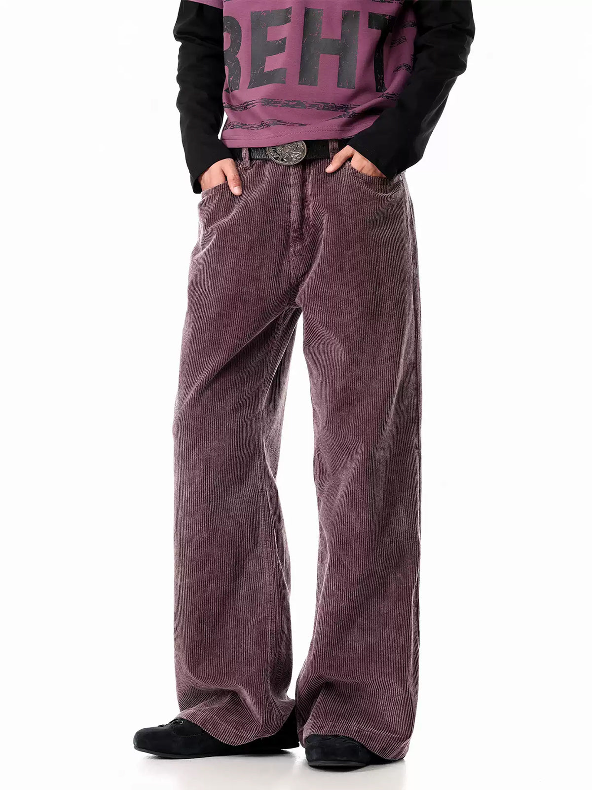 Brick Lane Wide-leg Corduroy Relaxed Maxi Pants - Burgundy