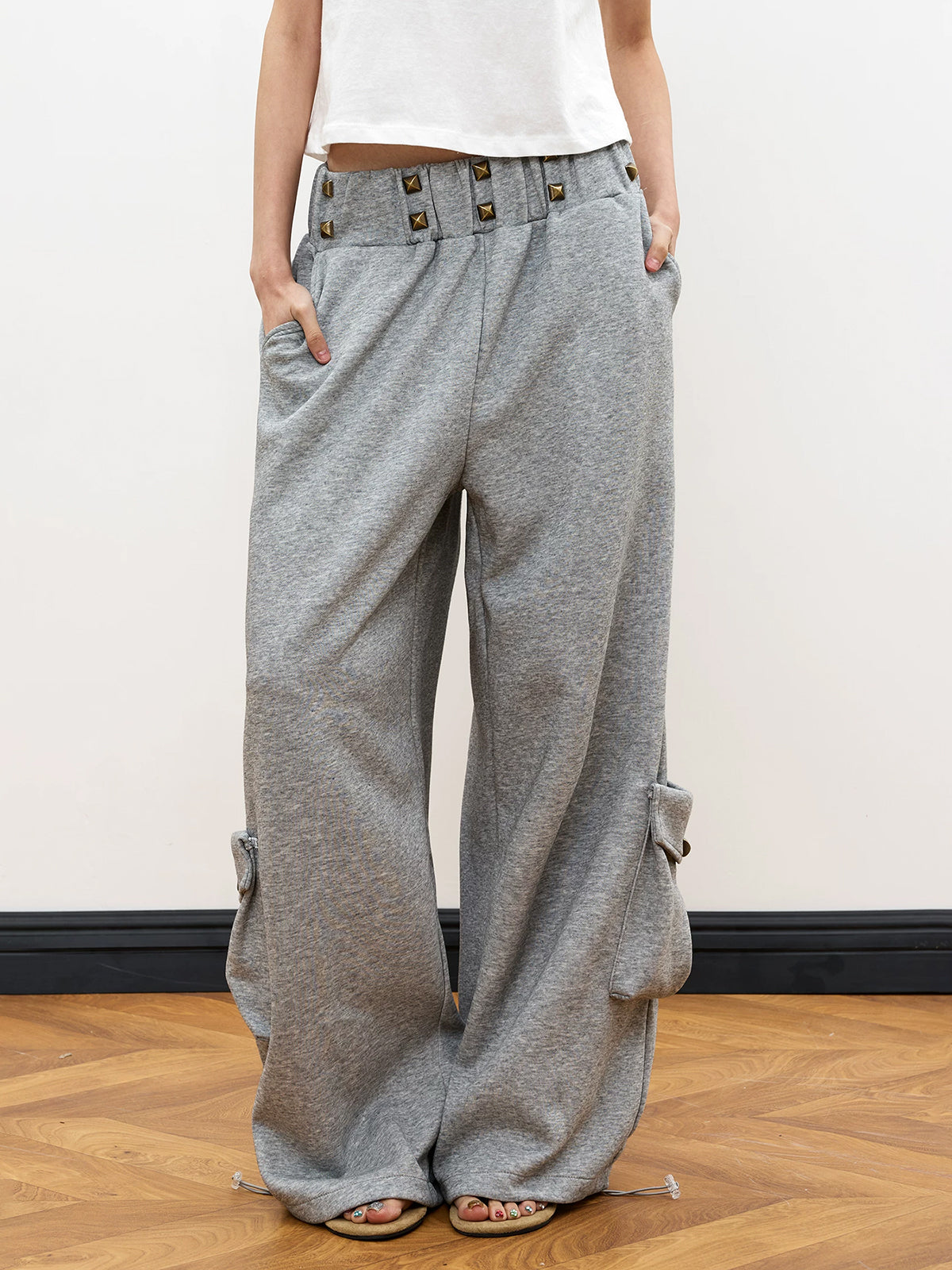 Brick Lane Wide-leg Distressed Washed Maxi Pants - Grey