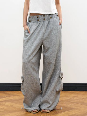 Brick Lane Wide-leg Distressed Washed Maxi Pants - Grey