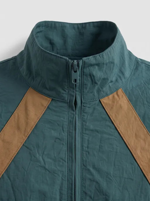 Weekday Outdoor Baggy Contrast Panel Bomber Jacket - Blue