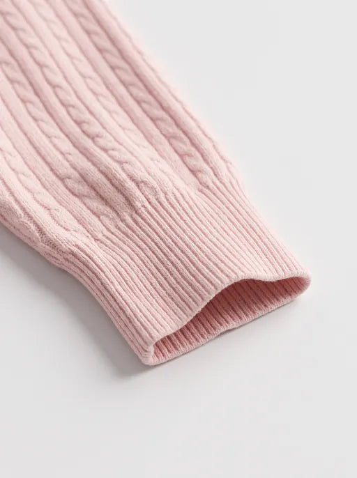 Co-ed Dorm Skimming Textured Long-Sleeve Cardigan Top - Pink
