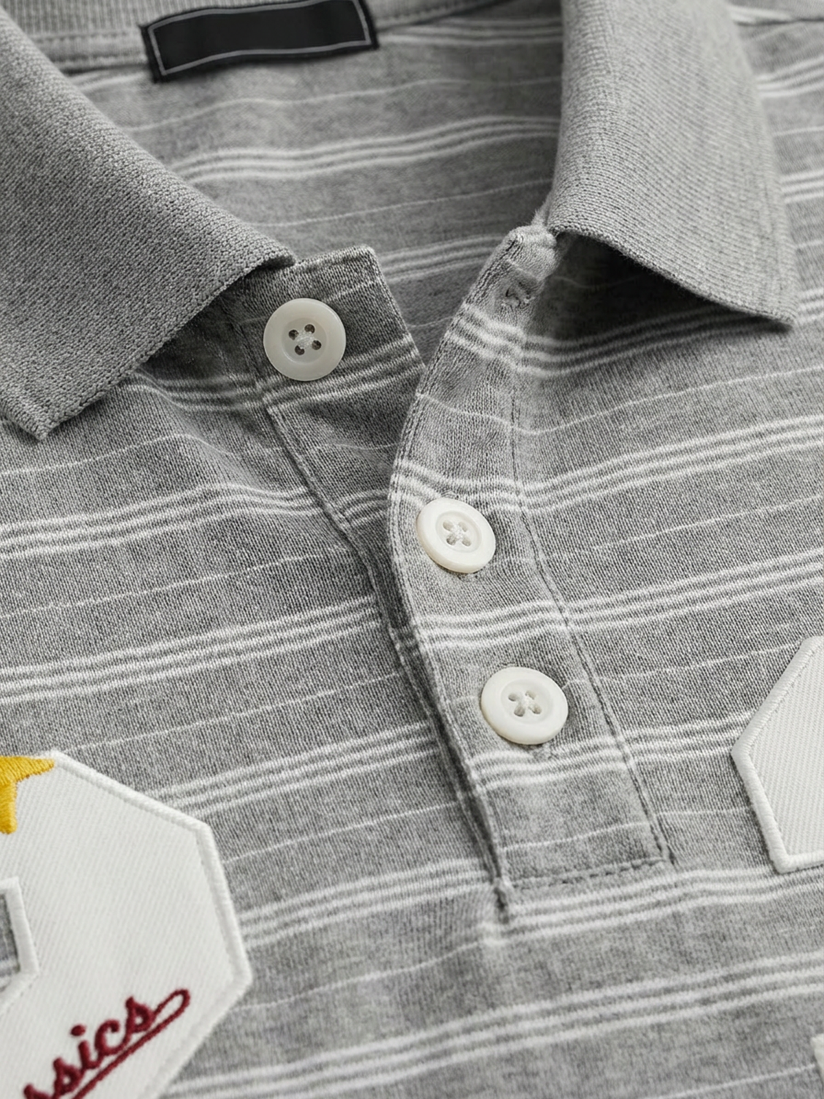Co-ed Dorm Baggy Number 23 Stripe Polo - Grey