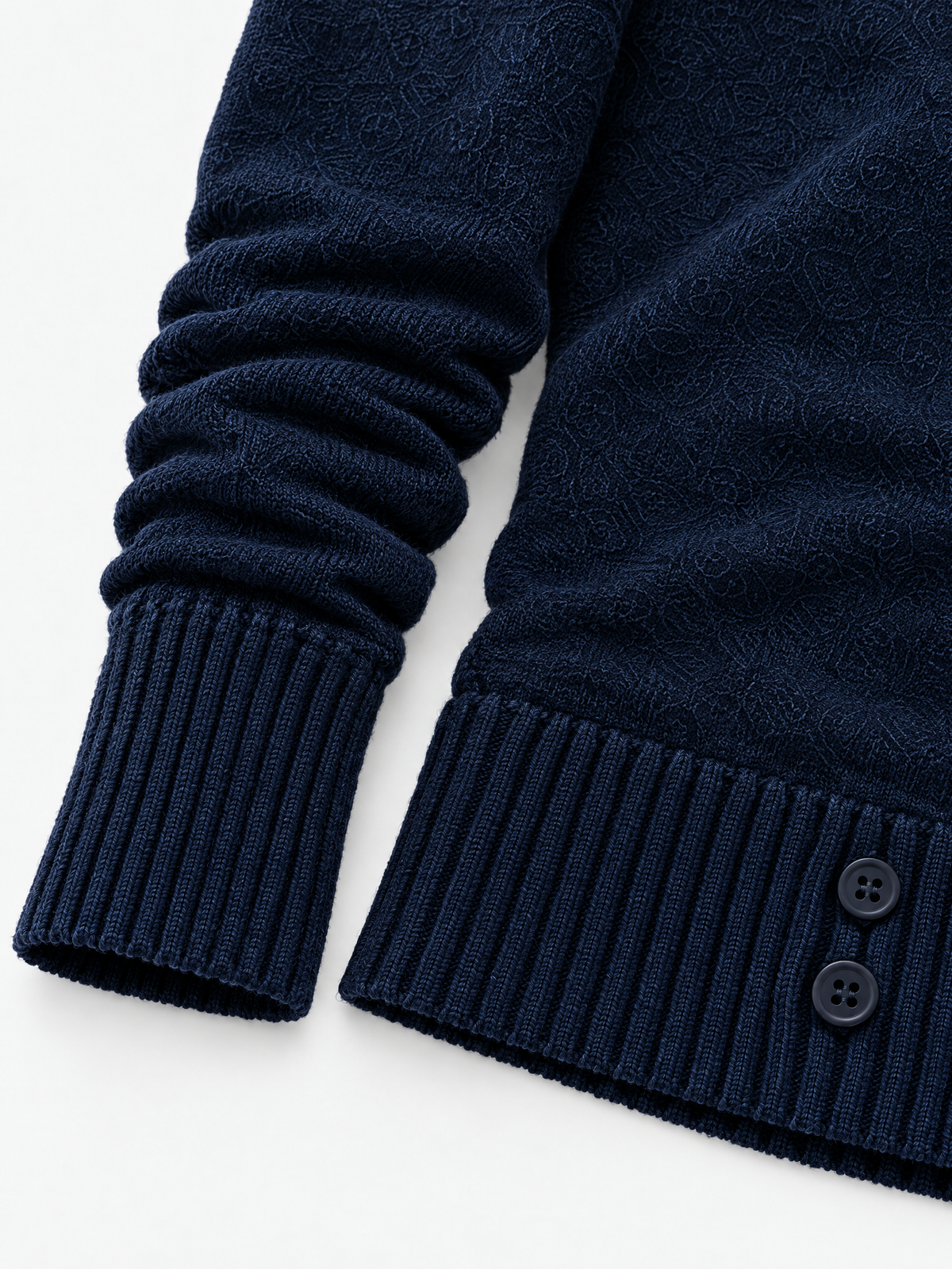 Brick Lane Surplice Wrap V-Neck Ribbed Knit Sweater - Navy Blue