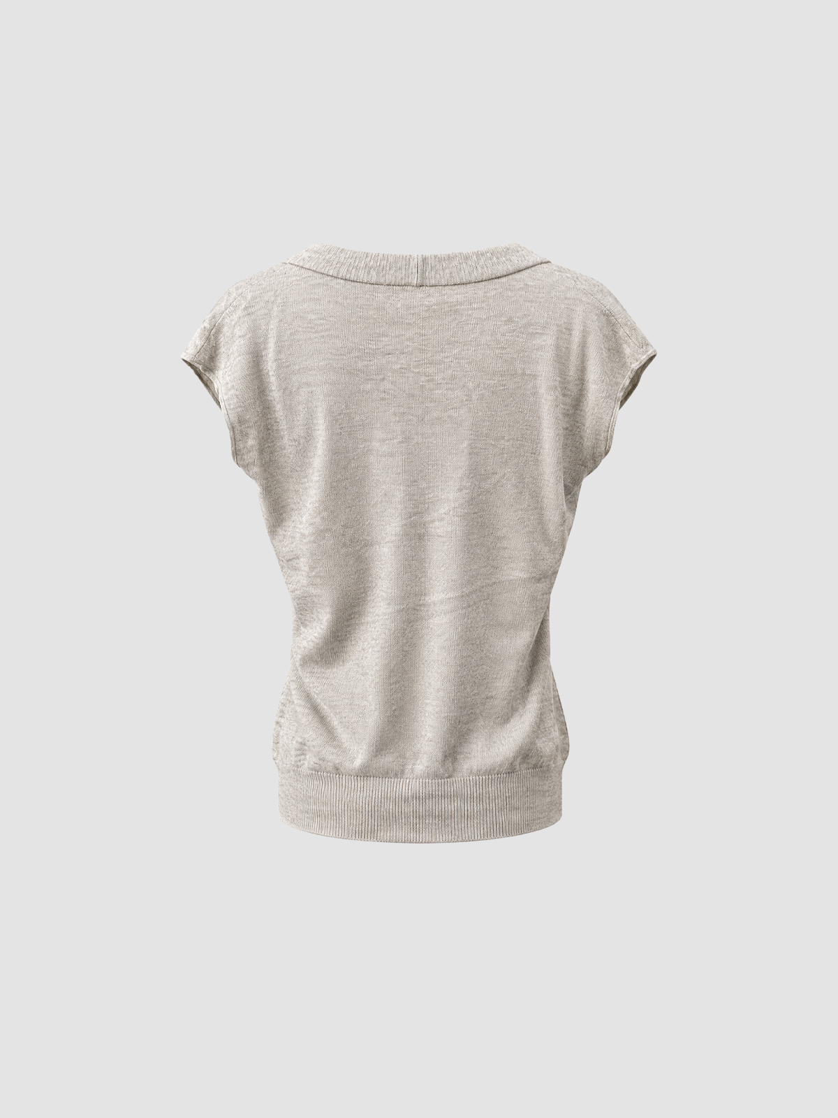 Brick Lane Surplice Wrap V-Neck Cap Sleeve Top - Oatmeal