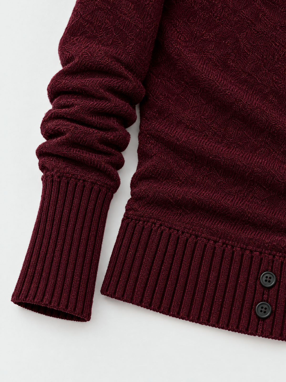 Brick Lane Surplice Wrap V-Neck Ribbed Knit Sweater - Burgundy