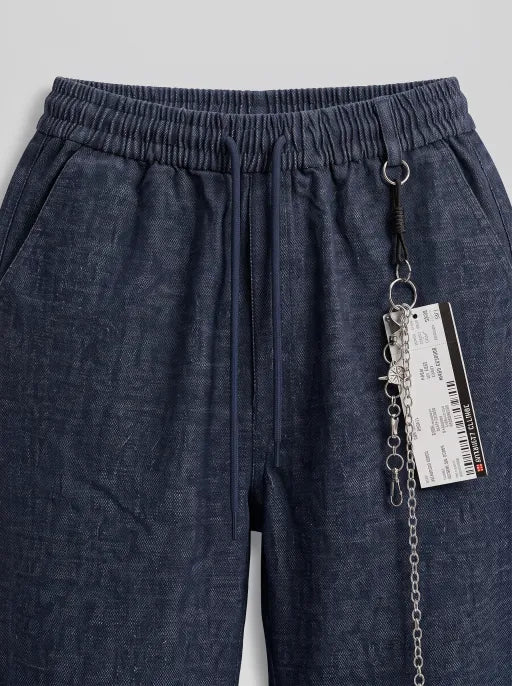 Co-ed Dorm Wide-leg Washed Denim Cargo Pants - Blue