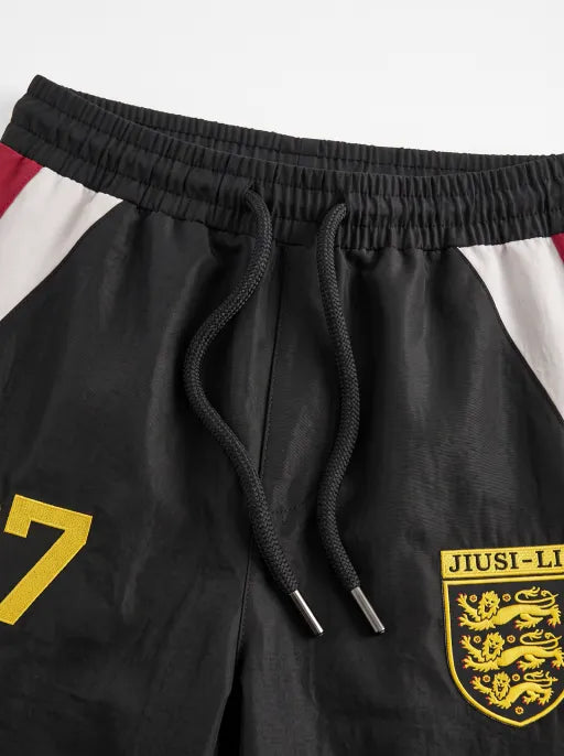 American Club Baggy Colorblock Track Pants - Black