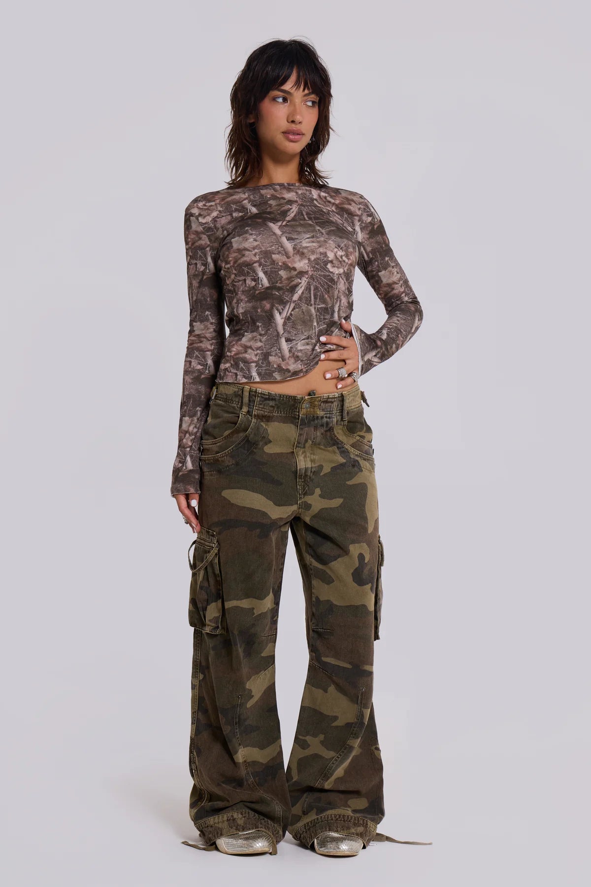Weekday Outdoor Wide-leg Camouflage Cargo Maxi Pants - Brown