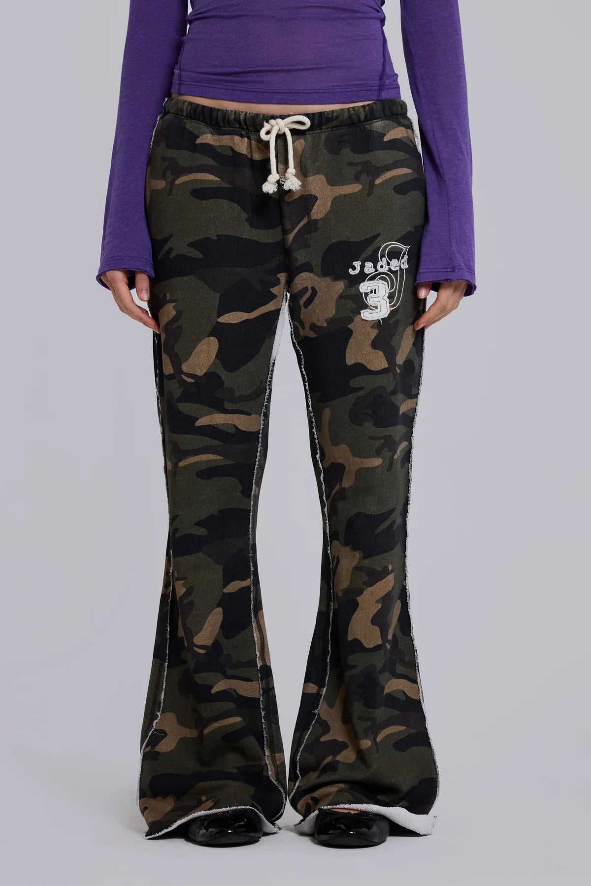 Brick Lane Skimming Washed Flare Maxi Pants - Grey