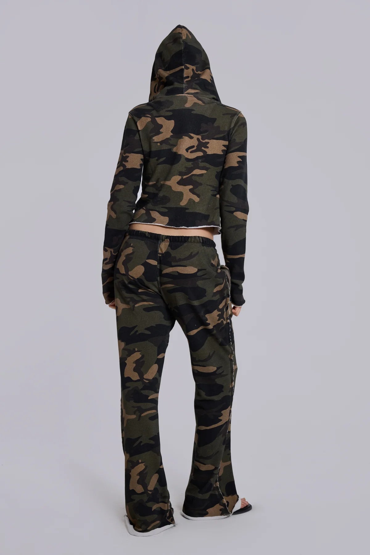 Brick Lane Skimming Washed Flare Maxi Pants - Grey
