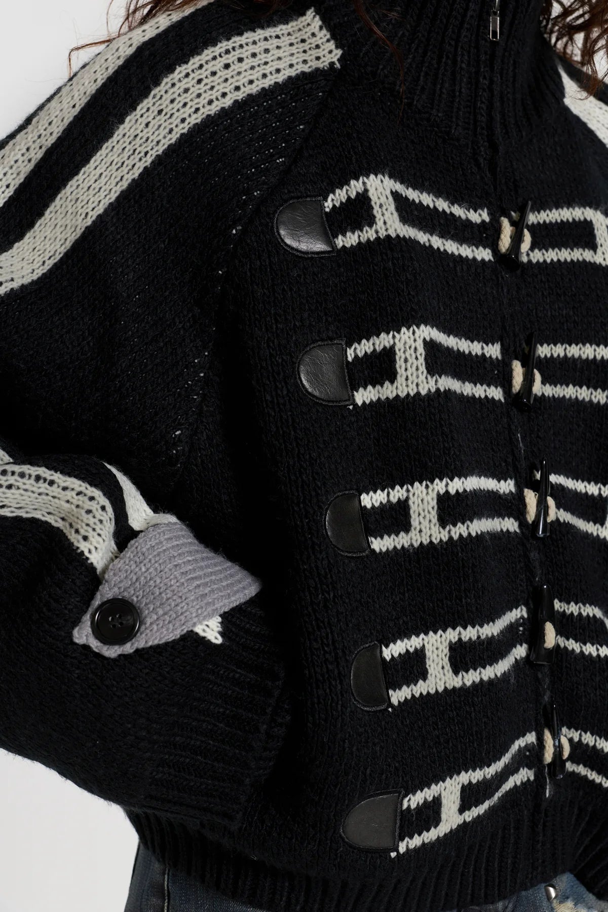 American Club Skimming Side-Stripe Multi-Pocket Zip Jacket - Black