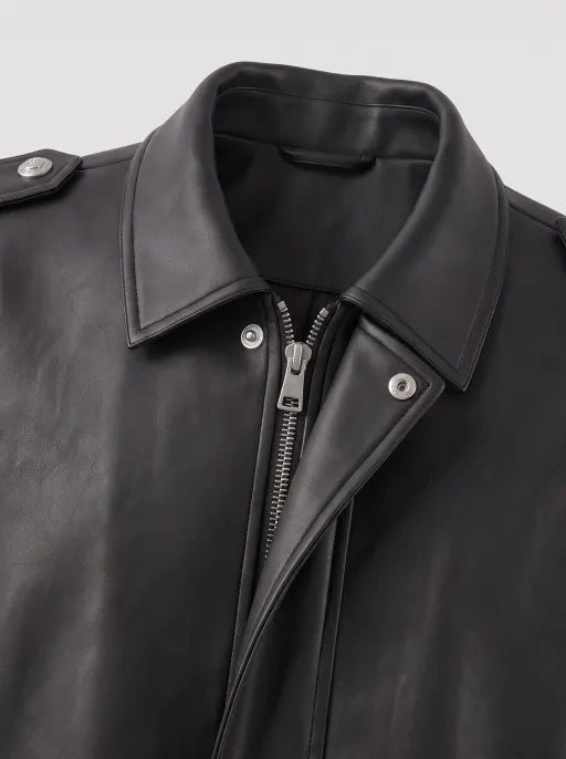 Co-ed Dorm Baggy Faux-Leather Biker Vest - Black