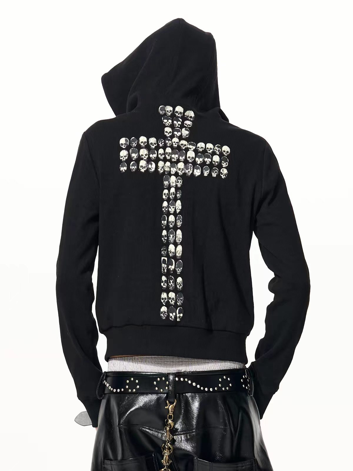 Brick Lane Baggy Letter Graphic Hooded Top - Black