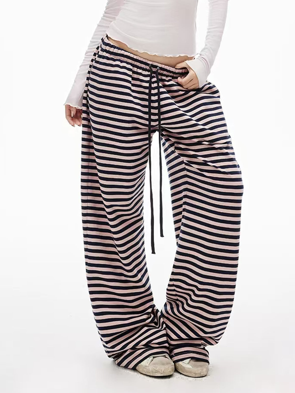 Brick Lane Wide-leg Abstract Pattern Drawstring Maxi Pants - Brown