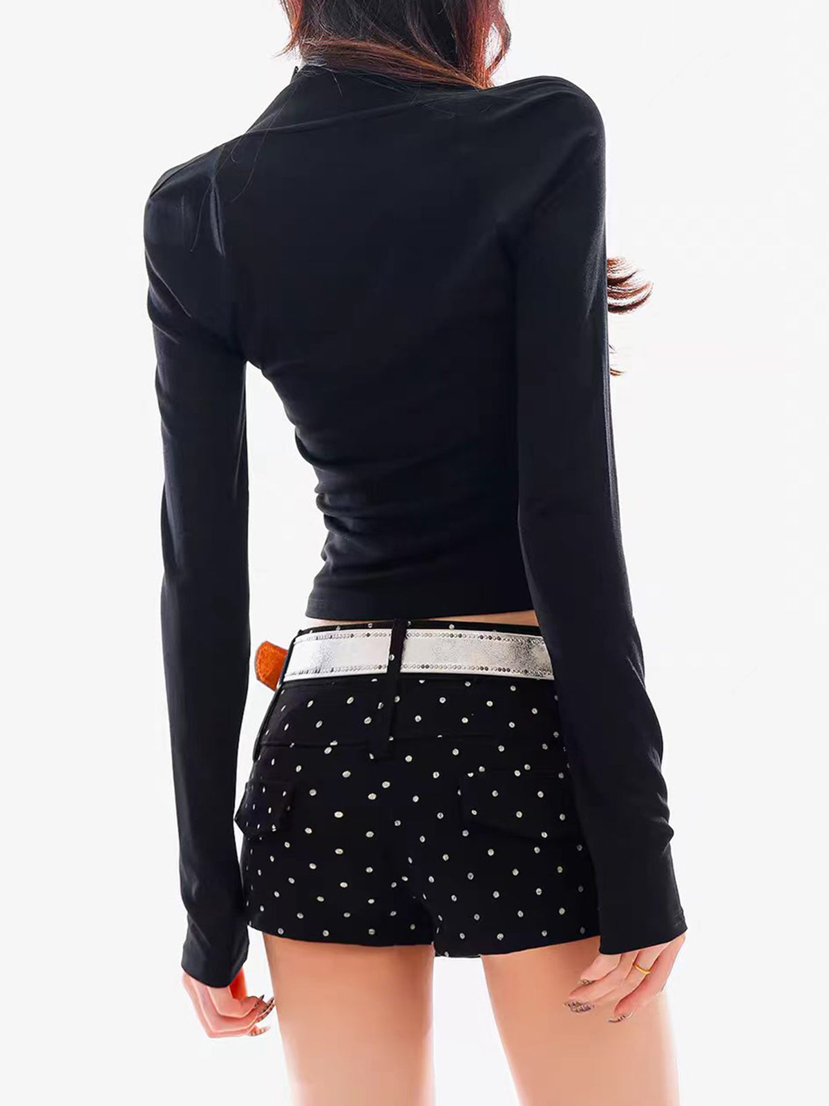 Brick Lane Skimming Graphic Print Shrug Two-Piece Crop Top - Black